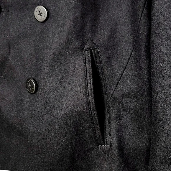 NEW American Eagle Double Breasted Wool Blend Winter‎ Pea Coat Mens XLT Black